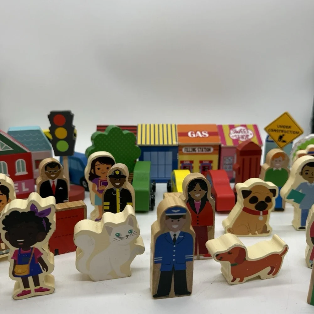 Unbranded Mixed Lot Of Wooden People Shops Cars And More
